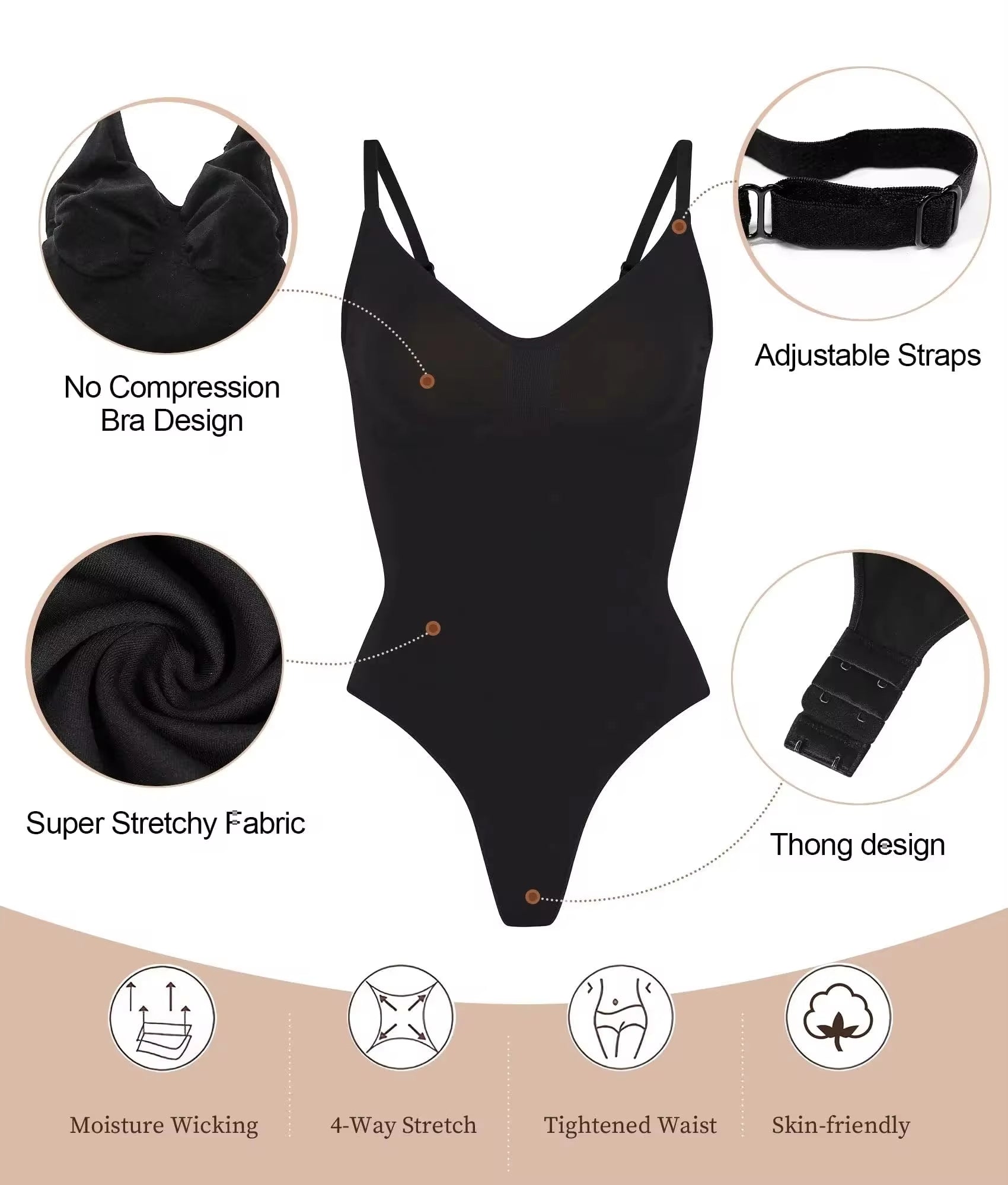 High Quality Elastic Bodysuit for Women Tummy Control Shapewear Seamless Sculpting Thong Body Shaper Slimmer Slimming Tank Top